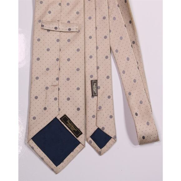 Paul Stuart Current Beige Dots Silk Necktie Tie Made in Japan - Picture 4 of 6